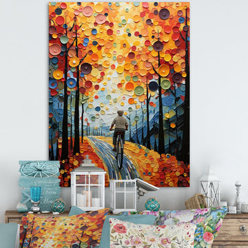 Bicycle Journey Pointillism - Bicycle Canvas Wall Art